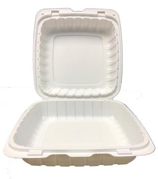 9" X 9" X 2.75" PLASTIC POLYPROPYLENE HINGED CONTAINER 1 COMP-150CT