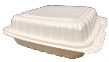 9" X 9" X 2.75" PLASTIC POLYPROPYLENE HINGED CONTAINER 3 COMP-150CT