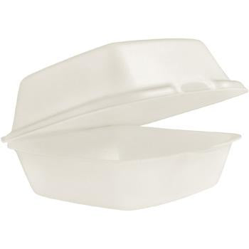 Genpak 22500-WHT 5 5/8 x 5 3/4 x 3 1/4 White Large Foam Hinged Lid Sandwich  Container - 500/Case - Splyco
