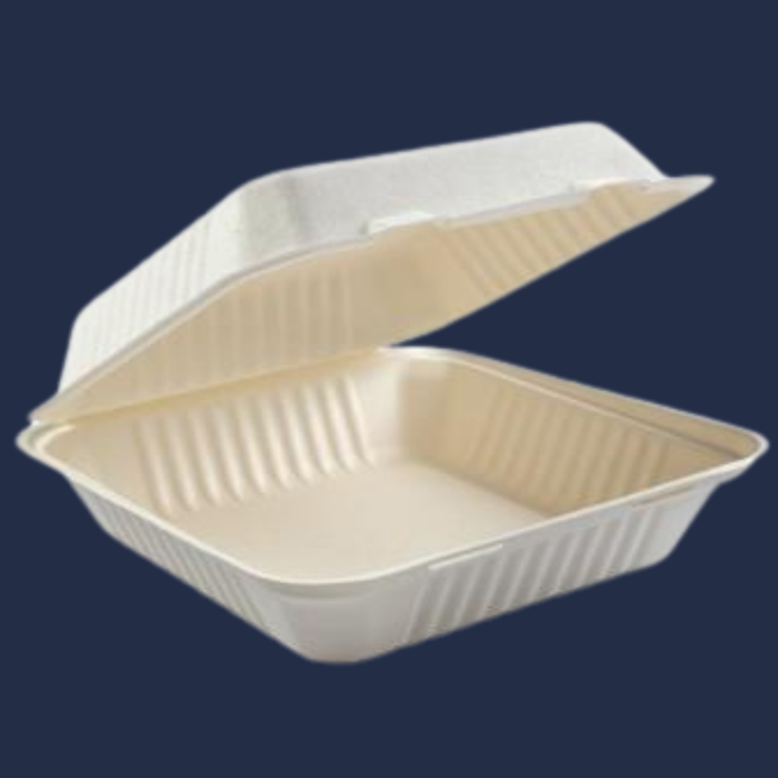 801 8x8x3 Biodegradable Compostable 1 Comp Hinged Containers 200CT —  Restaurants Supply
