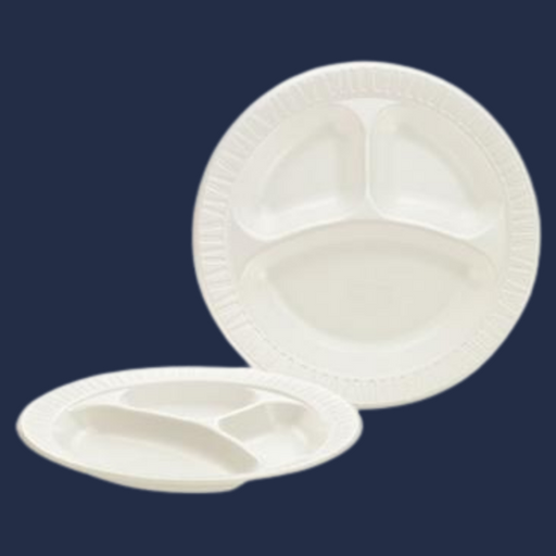 10-1/4 QUIET CLASSIC WHITE FOAM PLATE 3 COMP- LAMINATED FOAM 10CPWQ 5 —  Restaurants Supply